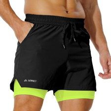AIMPACT MEN’S 2-IN-1 COMPRESSION GYM SHORTS WITH PHONE POCKETS - 7" LENGTH