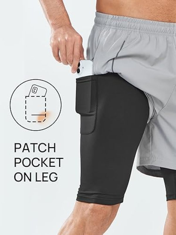 NORTHYARD MEN'S 2-IN-1 WORKOUT SHORTS 5" - QUICK DRY ATHLETIC SHORTS WITH PHONE POCKETS