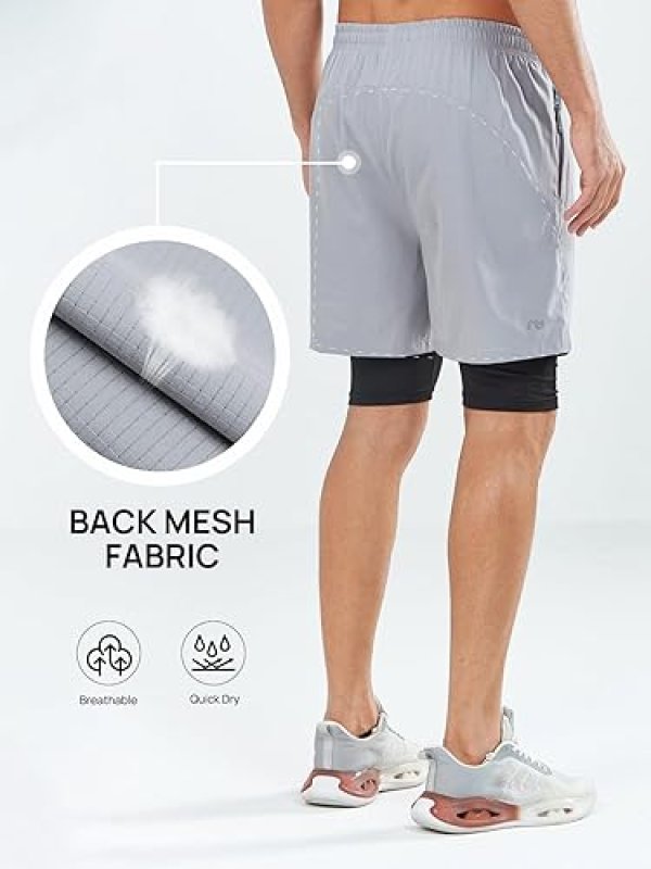 NORTHYARD MEN'S 2-IN-1 WORKOUT SHORTS 5" - QUICK DRY ATHLETIC SHORTS WITH PHONE POCKETS