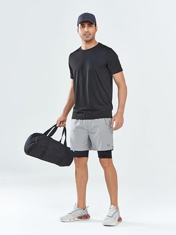 NORTHYARD MEN'S 2-IN-1 WORKOUT SHORTS 5" - QUICK DRY ATHLETIC SHORTS WITH PHONE POCKETS