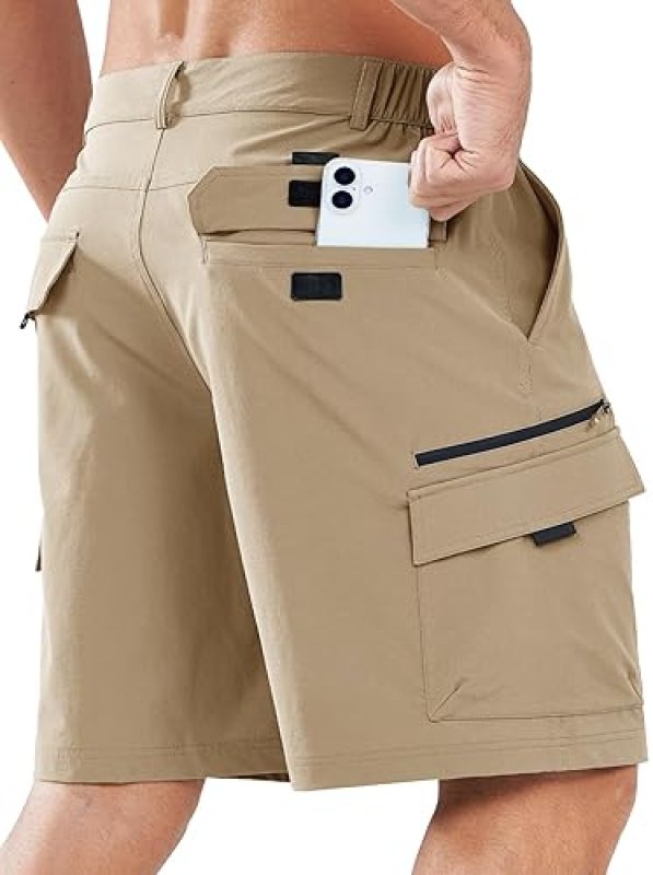 NORTHYARD MEN'S LIGHTWEIGHT 9" CARGO SHORTS FOR HIKING, GOLF, WORK - QUICK DRY, 7 POCKETS