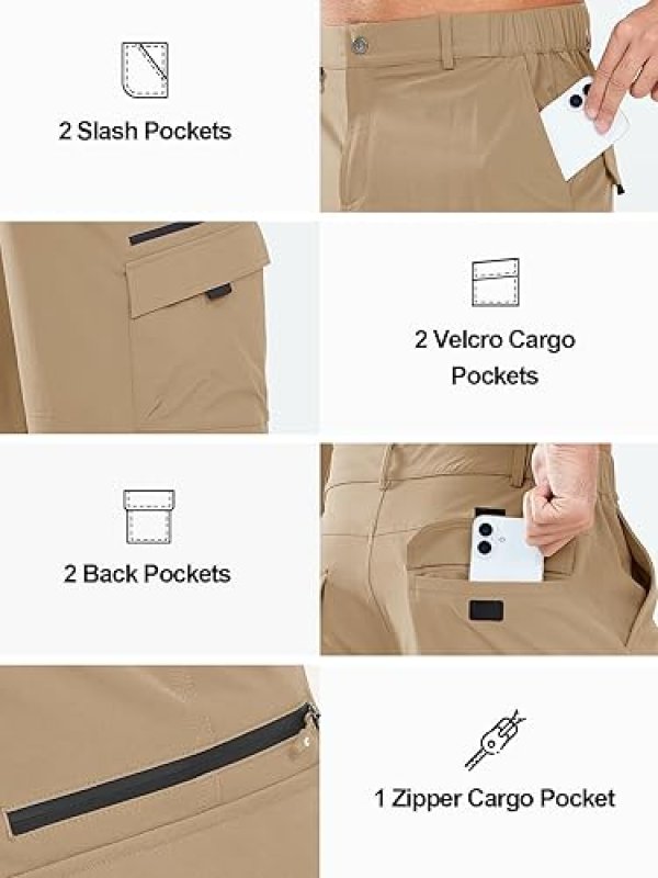 NORTHYARD MEN'S LIGHTWEIGHT 9" CARGO SHORTS FOR HIKING, GOLF, WORK - QUICK DRY, 7 POCKETS