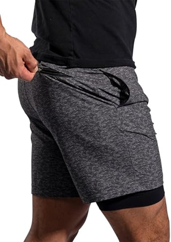 CHUBBIES 7'' SPORT SHORTS: GYM ACTIVEWEAR WITH COMPRESSION LINER, ELASTIC WAISTBAND, 3 POCKETS
