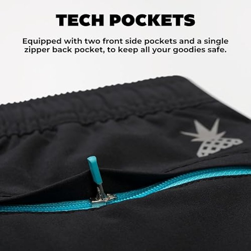 CHUBBIES 7'' SPORT SHORTS: GYM ACTIVEWEAR WITH COMPRESSION LINER, ELASTIC WAISTBAND, 3 POCKETS