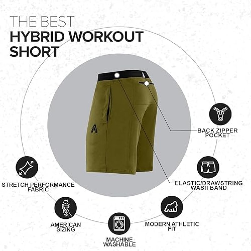 ANTHEM ATHLETICS EVOLFLEX MEN'S WORKOUT SHORTS WITH 5" 7" 9" INSEAM OPTIONS FOR GYM & RUNNING