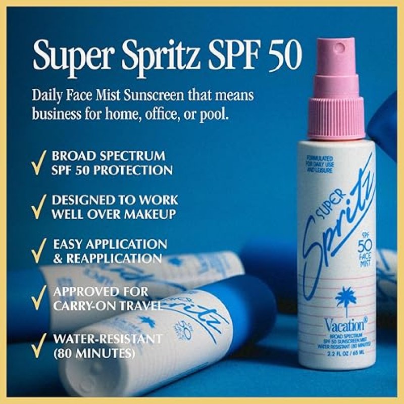 VACATION SPF 50 FACE MIST SUNSCREEN SPRAY, WATER-RESISTANT & VEGAN, TRAVEL SIZE - 3 PACK