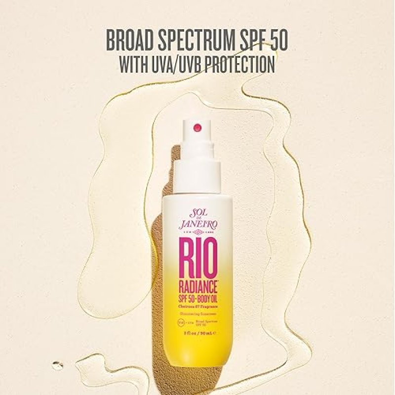 SOL DE JANEIRO RIO RADIANCE SPF 50 SHIMMERING BODY OIL | BROAD SPECTRUM SPRAY SUNSCREEN | UV PROTECTION | 3 FL OZ.