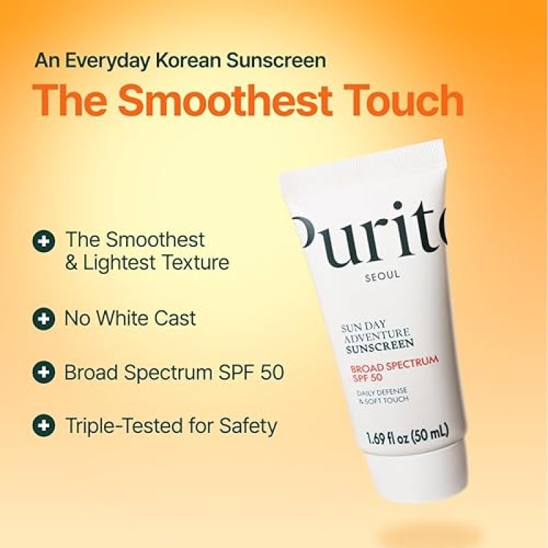 HINATURE PURITO SUN DAY ADVENTURE KOREAN SUNSCREEN SPF 50 UVA/UVB PROTECTION, OIL-FREE, VEGAN 50ML