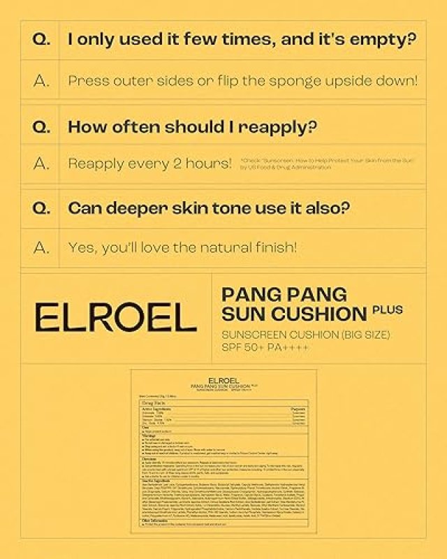 PANG PANG BIG SUN CUSHION PLUS SPF50+ PA++++ KOREAN SUNSCREEN - HYPOALLERGENIC LIGHTWEIGHT FACE & BODY SUN CREAM