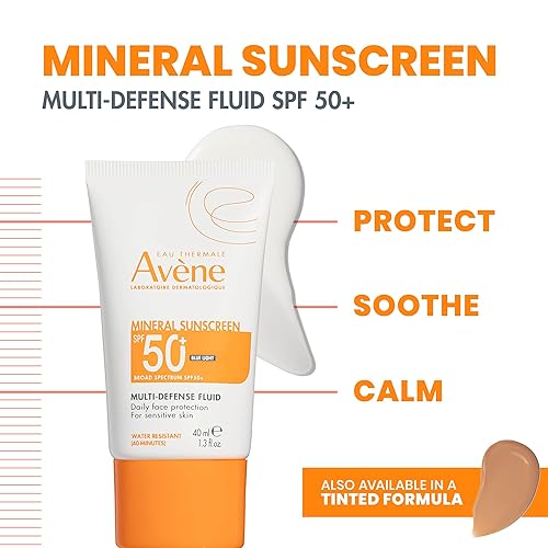 EAU THERMALE AVèNE MINERAL SUNSCREEN SPF 50 FLUID FOR MULTI-DEFENSE