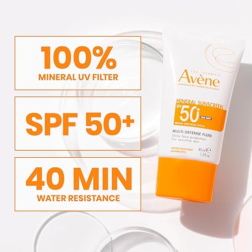 EAU THERMALE AVèNE MINERAL SUNSCREEN SPF 50 FLUID FOR MULTI-DEFENSE