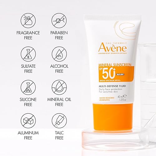 EAU THERMALE AVèNE MINERAL SUNSCREEN SPF 50 FLUID FOR MULTI-DEFENSE