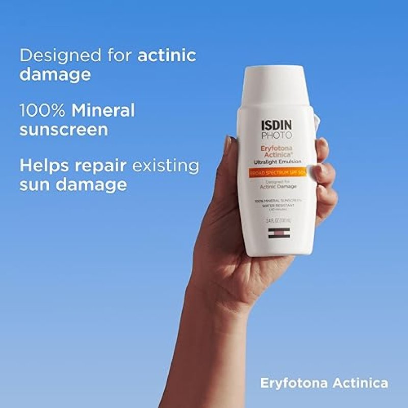 ISDIN ERYFOTONA ACTINICA ZINC OXIDE MINERAL SUNSCREEN SPF 50+ FOR SENSITIVE SKIN, NO WHITE CAST