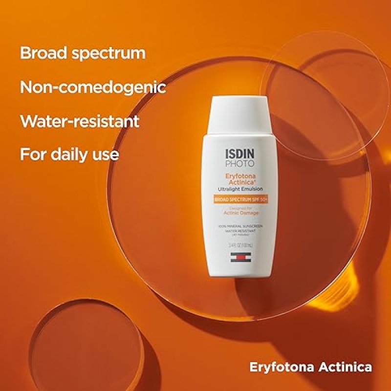 ISDIN ERYFOTONA ACTINICA ZINC OXIDE MINERAL SUNSCREEN SPF 50+ FOR SENSITIVE SKIN, NO WHITE CAST
