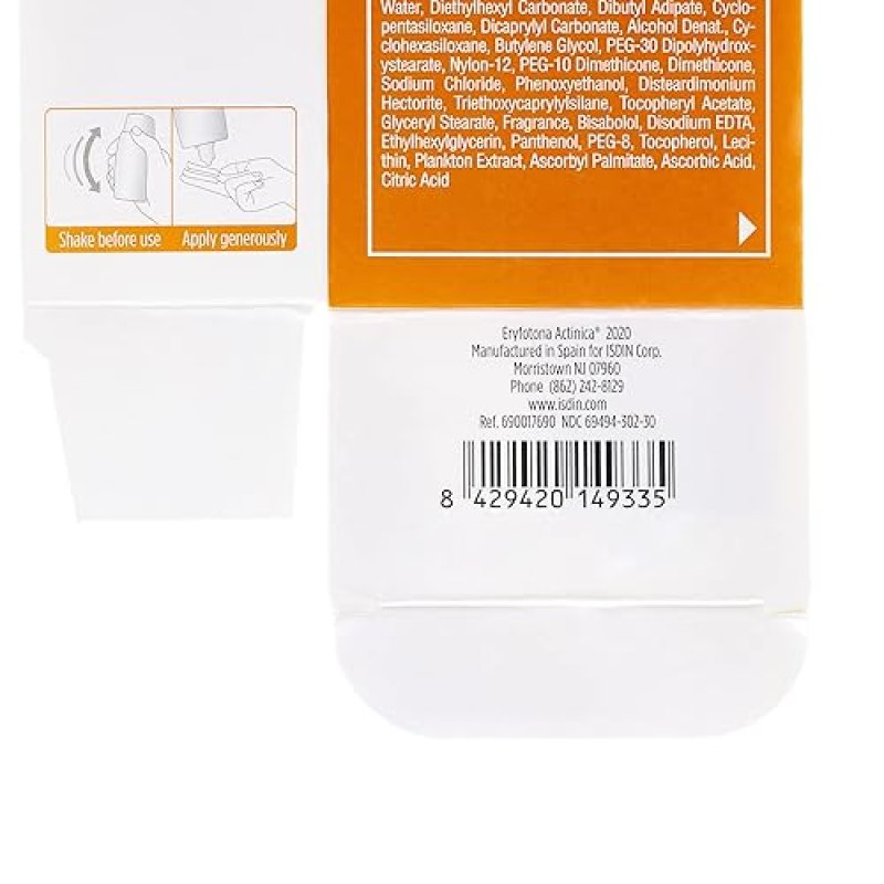 ISDIN ERYFOTONA ACTINICA ZINC OXIDE MINERAL SUNSCREEN SPF 50+ FOR SENSITIVE SKIN, NO WHITE CAST