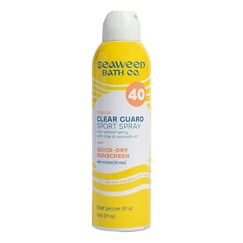 SEAWEED BATH CO. SPF 40 SPORT SUNSCREEN SPRAY, 6OZ, WITH SEAWEED, ALOE & AVOCADO OIL