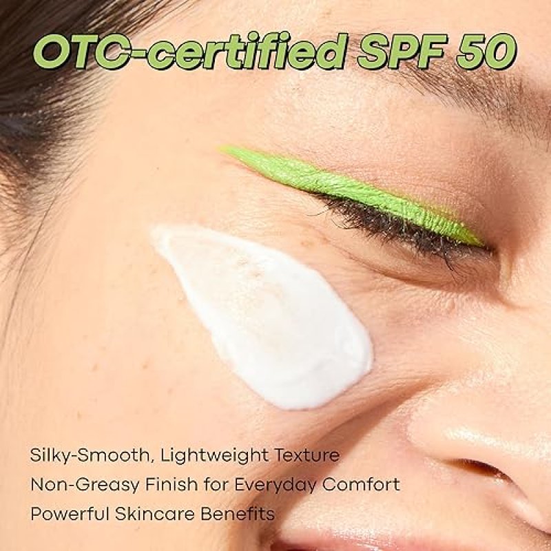 TONYMOLY GREEN TEA KOREAN FACE SUNSCREEN SPF 50, TRAVEL SIZE, BROAD SPECTRUM UV PROTECTION, NIACINAMIDE & HYALURONIC ACID, 50ML