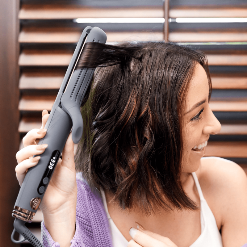 HAIRITAGE 2-IN-1 STRAIGHTENER/CURLING IRON SET: 1" CERAMIC TOURMALINE FLAT IRON + ARGAN OIL HEAT PROTECTANT SPRAY - IDEAL FOR STYLING