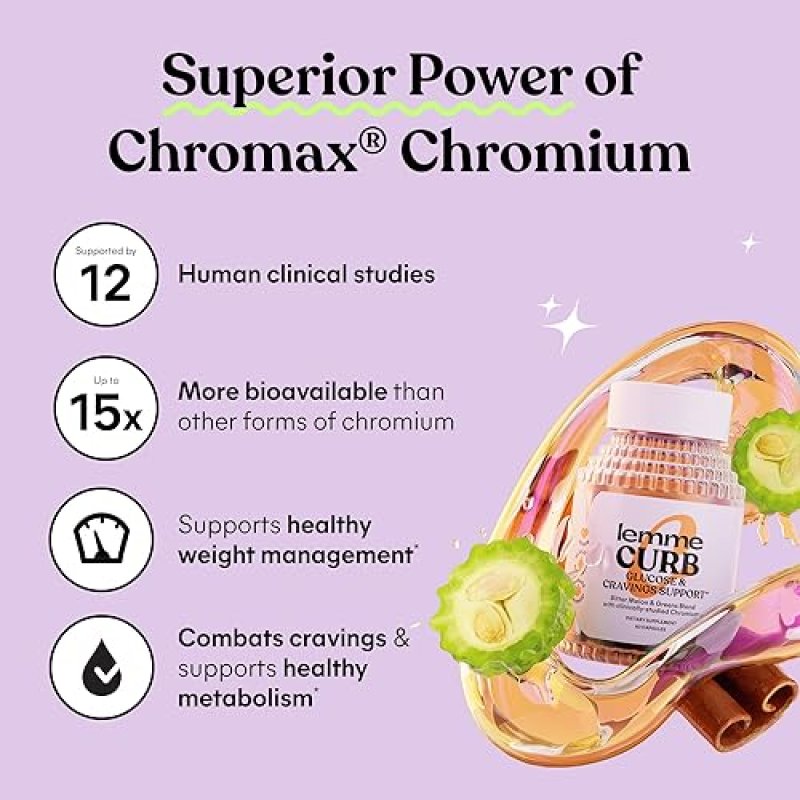 LEMME CRAVING CONTROL & METABOLISM SUPPORT SUPPLEMENT - CHROMIUM, BITTER MELON, CINNAMON, GREENS - 60CT X 2