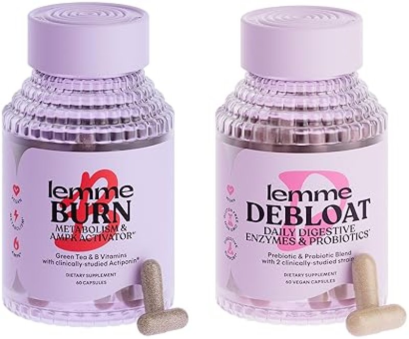 LEMME FAT BURNING & DEBLOAT CAPSULE BUNDLE - METABOLISM BOOST + BLOATING RELIEF - PROBIOTICS & PREBIOTICS - 60 CT.