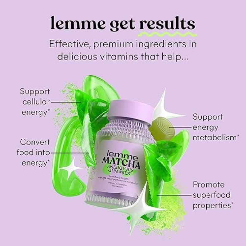 LEMME MATCHA ENERGY & FOCUS BUNDLE - MATCHA GUMMIES WITH B12 & GREEN TEA + FOCUS GUMMIES WITH COGNIZIN CITICOLINE - GLUTEN-FREE (2-PACK)
