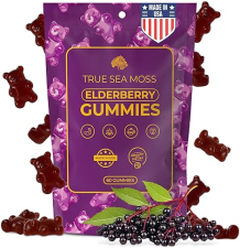 TRUESEAMOSS IMMUNE-BOOSTING SEA MOSS ELDERBERRY GUMMIES FOR ALL AGES - MADE IN USA - 60 VEGAN GUMMIES