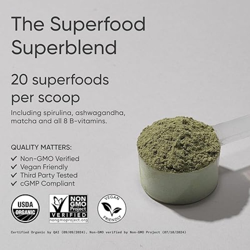 SPORTS RESEARCH ORGANIC PINEAPPLE COCONUT GREENS POWDER - DIGESTIVE HEALTH & NATURAL ENERGY BOOST - CERTIFIED ORGANIC - 20 SERVINGS