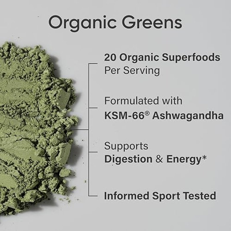 SPORTS RESEARCH ORGANIC PINEAPPLE COCONUT GREENS POWDER - DIGESTIVE HEALTH & NATURAL ENERGY BOOST - CERTIFIED ORGANIC - 20 SERVINGS