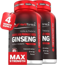 HERBTONICS KOREAN RED PANAX GINSENG 1500MG ENERGY SUPPLEMENT - PEAK PERFORMANCE, FOCUS & VITALITY - HIGH POTENCY - 240 CAPSULES