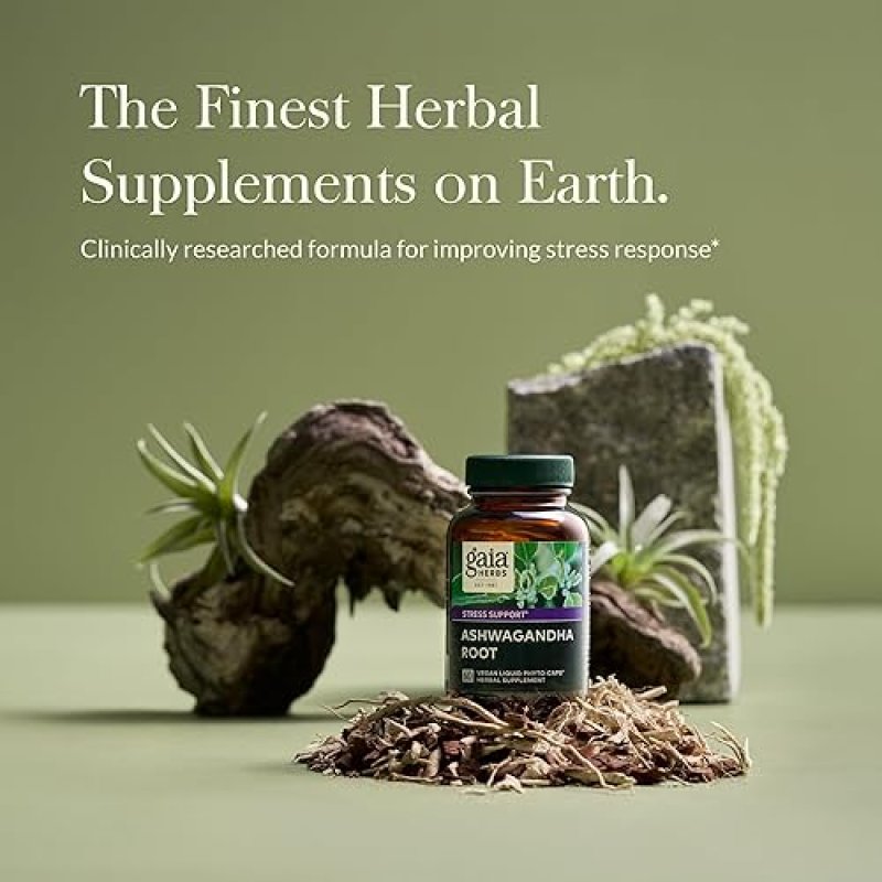 GAIA HERBS ORGANIC ASHWAGANDHA ROOT CAPSULES FOR STRESS RELIEF & IMMUNE SUPPORT - 60 VEGAN CAPSULES