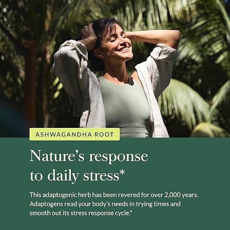 GAIA HERBS ORGANIC ASHWAGANDHA ROOT CAPSULES FOR STRESS RELIEF & IMMUNE SUPPORT - 60 VEGAN CAPSULES