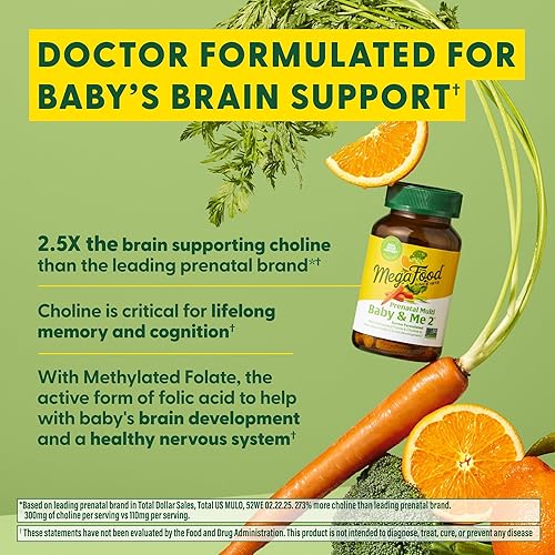 MEGAFOOD PRENATAL MULTI VITAMINS FOR WOMEN - MEGAFOOD BABY & ME 2, VEGETARIAN & GLUTEN-FREE - 120 TABLETS