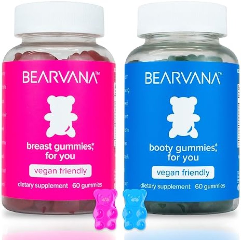 BEARVANA WOMEN'S TOP & PEACH SUPPORT GUMMIES | FITNESS SUPPLEMENT WITH 9 HERBAL EXTRACTS & ESSENTIAL VITAMINS | BERRY FLAVOR