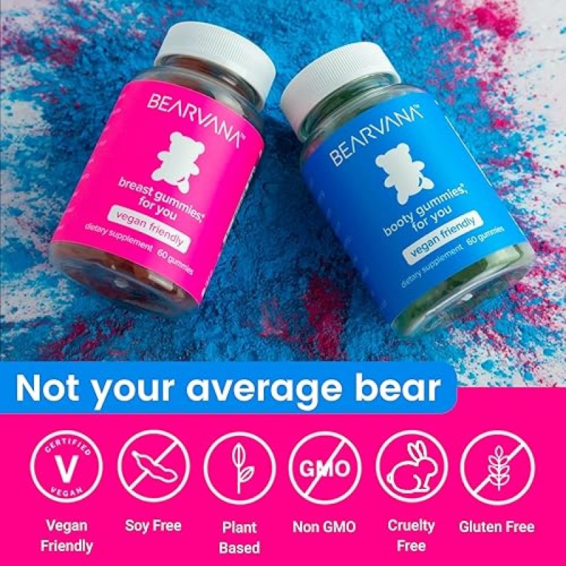 BEARVANA WOMEN'S TOP & PEACH SUPPORT GUMMIES | FITNESS SUPPLEMENT WITH 9 HERBAL EXTRACTS & ESSENTIAL VITAMINS | BERRY FLAVOR