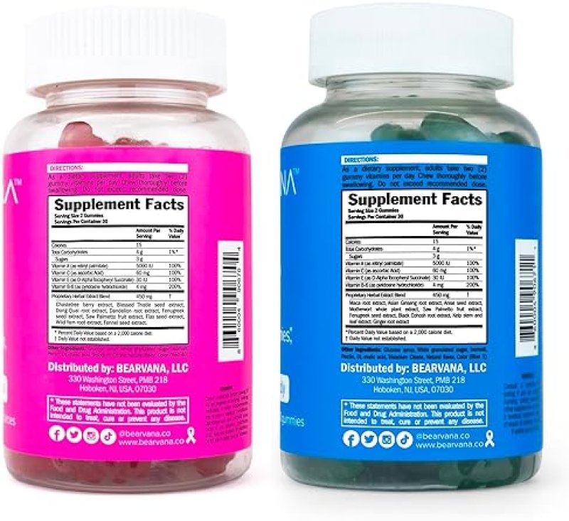 BEARVANA WOMEN'S TOP & PEACH SUPPORT GUMMIES | FITNESS SUPPLEMENT WITH 9 HERBAL EXTRACTS & ESSENTIAL VITAMINS | BERRY FLAVOR