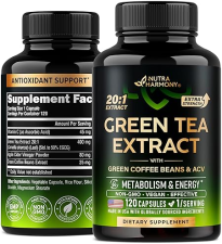 DISTRIBUTED GREEN TEA EXTRACT CAPSULES WITH GREEN COFFEE & APPLE CIDER VINEGAR - ENERGY & METABOLISM SUPPORT - 120 CAPSULES