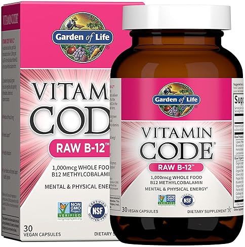 GARDEN OF LIFE B12 CAPSULES - 1,000MCG METHYLCOBALAMIN FOR ENERGY - VEGAN & GLUTEN FREE