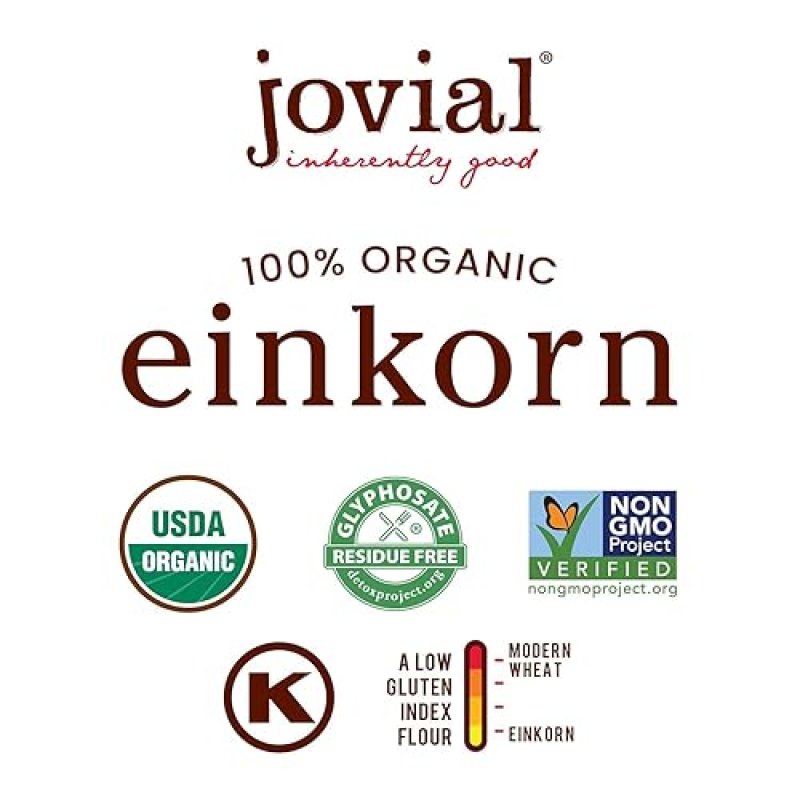 JOVIAL ORGANIC EINKORN BREAD BAKING FLOUR - HIGH PROTEIN, NON-GMO, GLYPHOSATE-FREE - 32 OZ