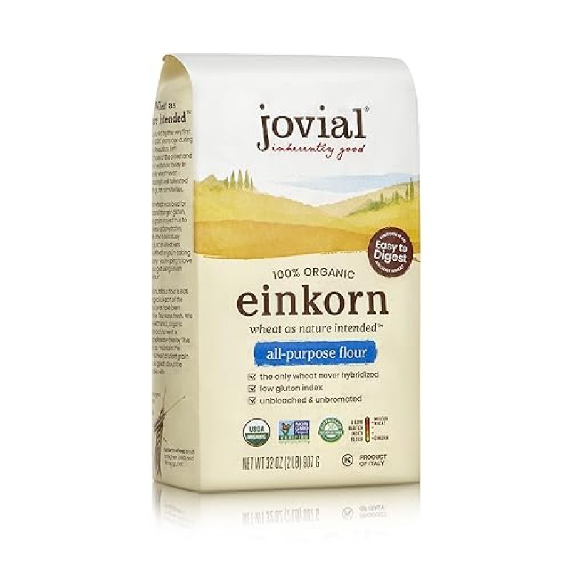 JOVIAL ORGANIC EINKORN ALL PURPOSE FLOUR FOR SOURDOUGH BREAD - HIGH PROTEIN, NON-GMO, 32 OZ