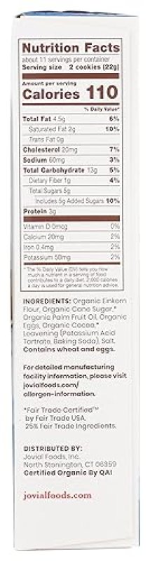 JOVIAL ORGANIC EINKORN CHECKERBOARD COOKIES - HIGH PROTEIN, FAIR TRADE, ALL-NATURAL, LOW CARB/SUGAR - 8.8 OZ