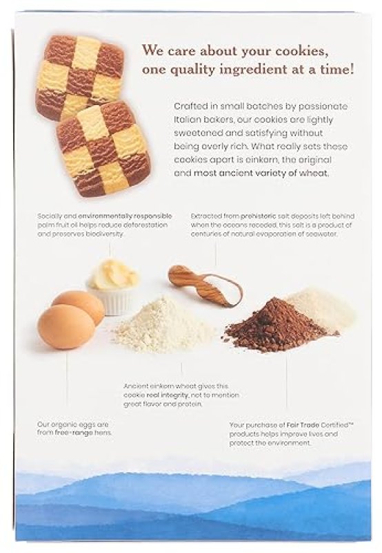 JOVIAL ORGANIC EINKORN CHECKERBOARD COOKIES - HIGH PROTEIN, FAIR TRADE, ALL-NATURAL, LOW CARB/SUGAR - 8.8 OZ