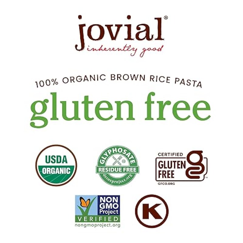 JOVIAL ORGANIC BROWN RICE PASTA ELBOWS - GLUTEN & DAIRY FREE, WHOLE GRAIN, MADE IN ITALY - 12 OZ, 4 PACK