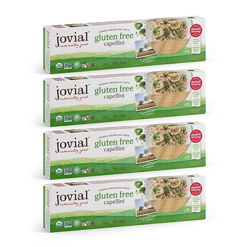 ORGANIC WHOLE GRAIN BROWN RICE CAPELLINI PASTA - GLUTEN-FREE, DAIRY-FREE, MADE IN ITALY - 12 OZ, PACK OF 4