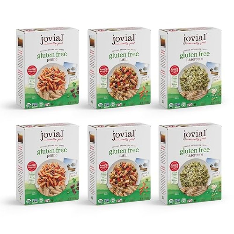 JOVIAL ORGANIC GLUTEN-FREE WHOLE GRAIN BROWN RICE PASTA VARIETY PACK - MADE IN ITALY - 12 OZ, 6 PACK
