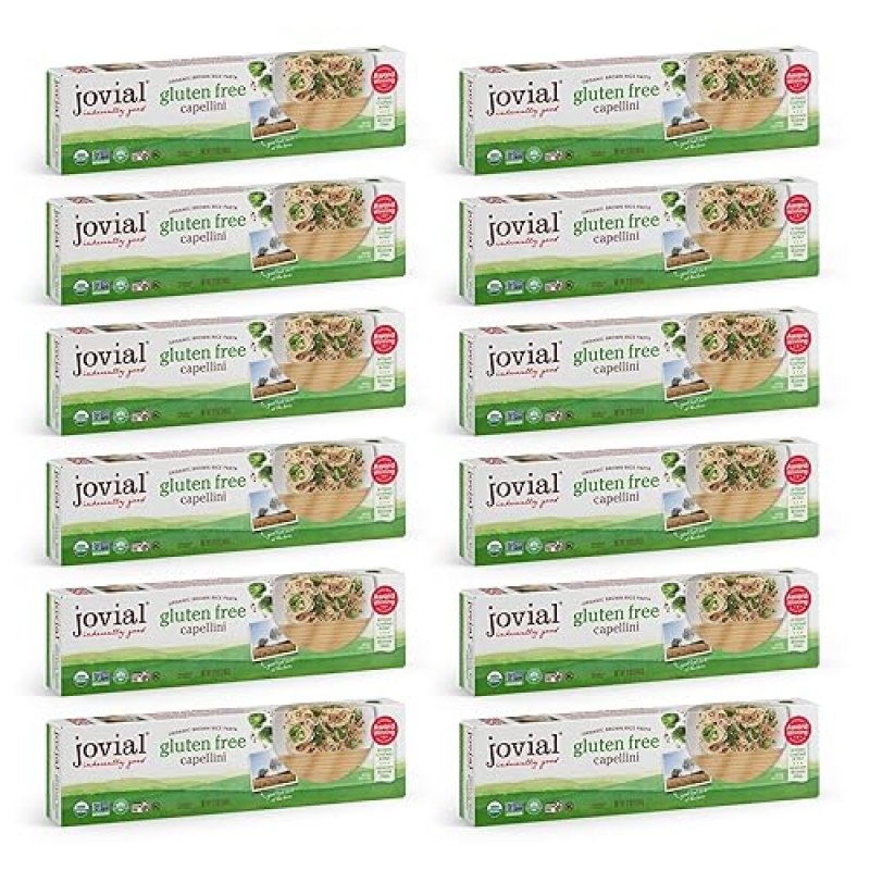 JOVIAL ORGANIC WHOLE GRAIN BROWN RICE CAPELLINI PASTA - GLUTEN FREE, DAIRY FREE, MADE IN ITALY - 12 OZ, 12 PACK