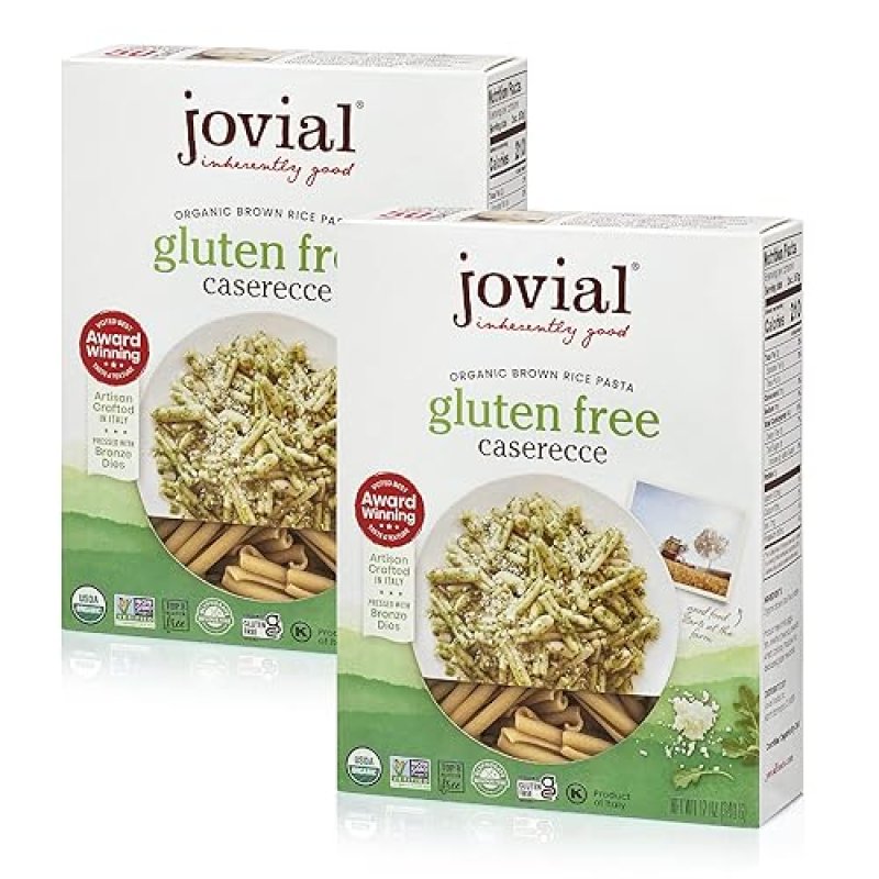 JOVIAL ORGANIC WHOLE GRAIN BROWN RICE CASERECCE PASTA - GLUTEN FREE, DAIRY FREE - 12 OZ, 2 PACK