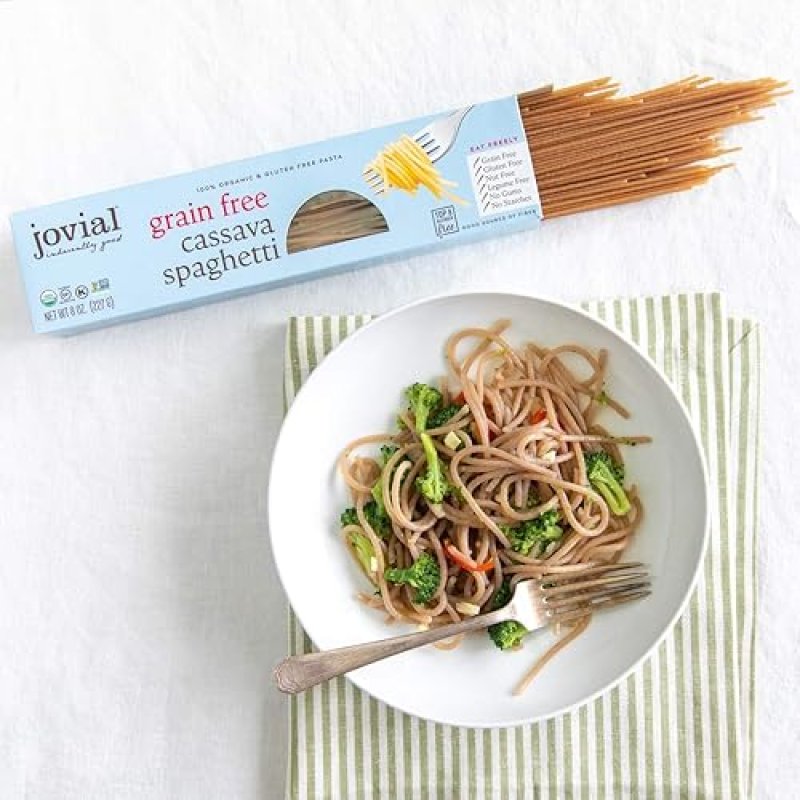 JOVIAL ORGANIC GRAIN-FREE CASSAVA SPAGHETTI NOODLES - GLUTEN-FREE PALEO PASTA, NON-GMO - 8 OZ, 6 PACK
