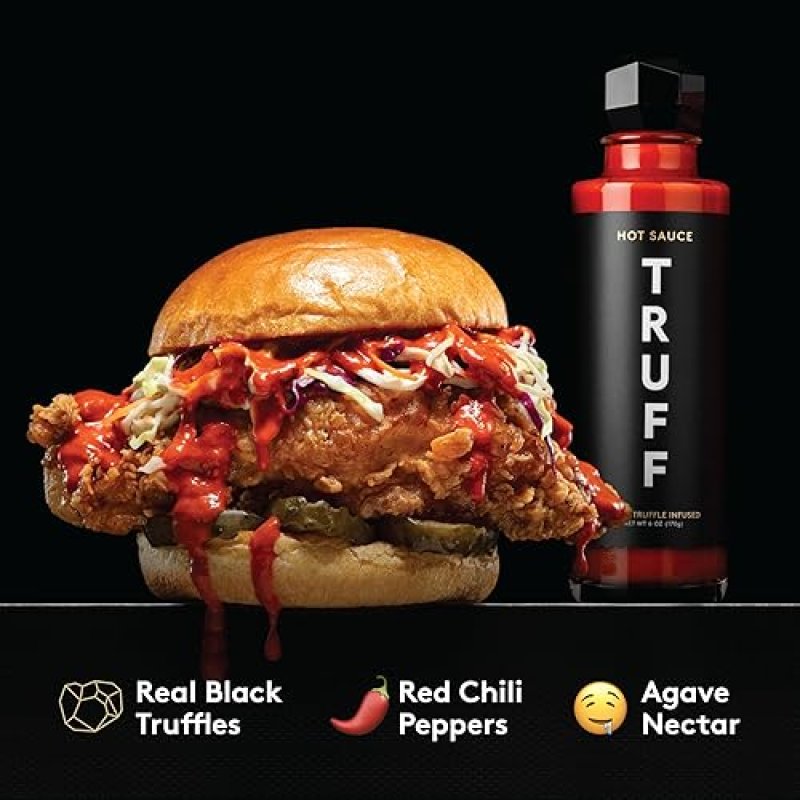 TRUFF ORIGINAL BLACK TRUFFLE HOT SAUCE 6 OZ - GOURMET SAUCE WITH CHILI PEPPERS, TRUFFLE OIL & AGAVE NECTAR