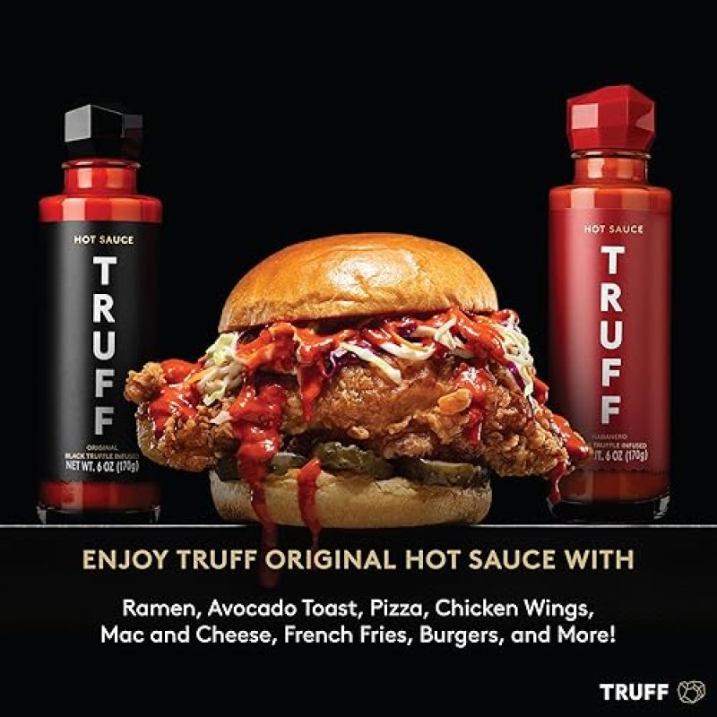 TRUFF HOT SAUCE DUO: BLACK TRUFFLE & CHILI PEPPERS, 2-PACK GIFT SET FOR HOT SAUCE FANS (6 OZ EACH)