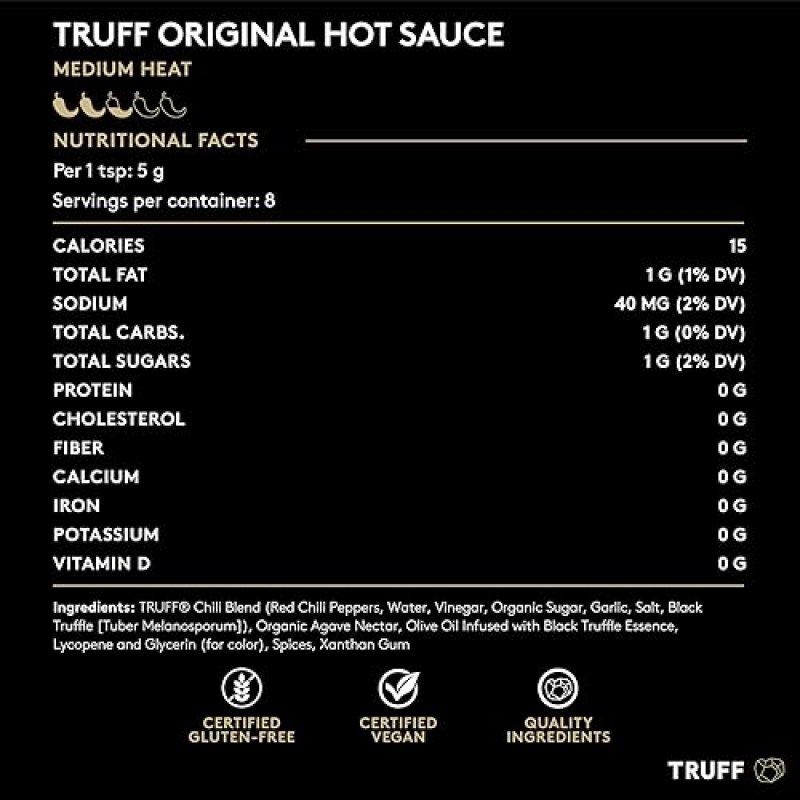 TRUFF HOT SAUCE MINI SET - BLACK TRUFFLE & CHILI, 4-PACK TRAVEL BOTTLES - UNIQUE FLAVOR GIFT (1.5 OZ)